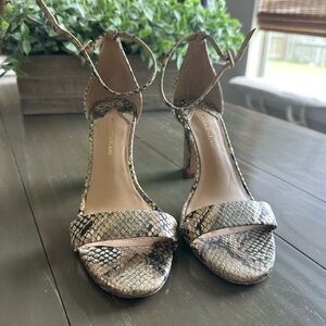 Antonio Melani Gold and Black Snake Print Heels